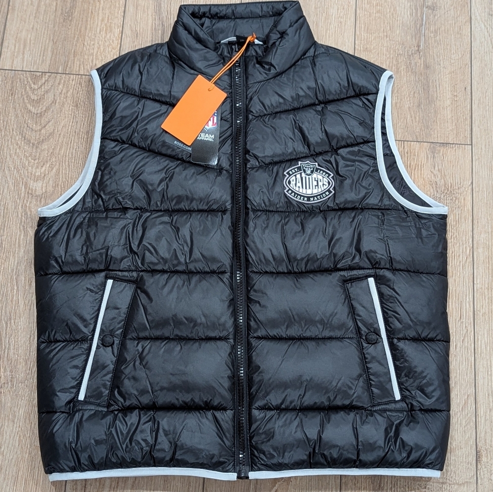 $398 Mens BOSS x NFL "Corner" Las Vegas Raiders Recycled Polyamide Vest Large